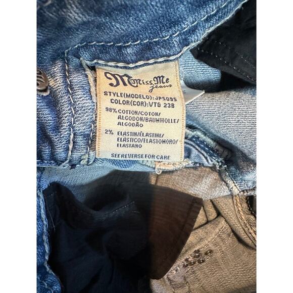 Miss Me Women’s Jeans size 29 Bootcut Distressed Light Wash Ripped Bling Pocket - Picture 6 of 7